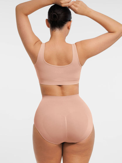 Willluxe Seamless Wide Straps Bra  & Seamless Tummy Control Brief Set