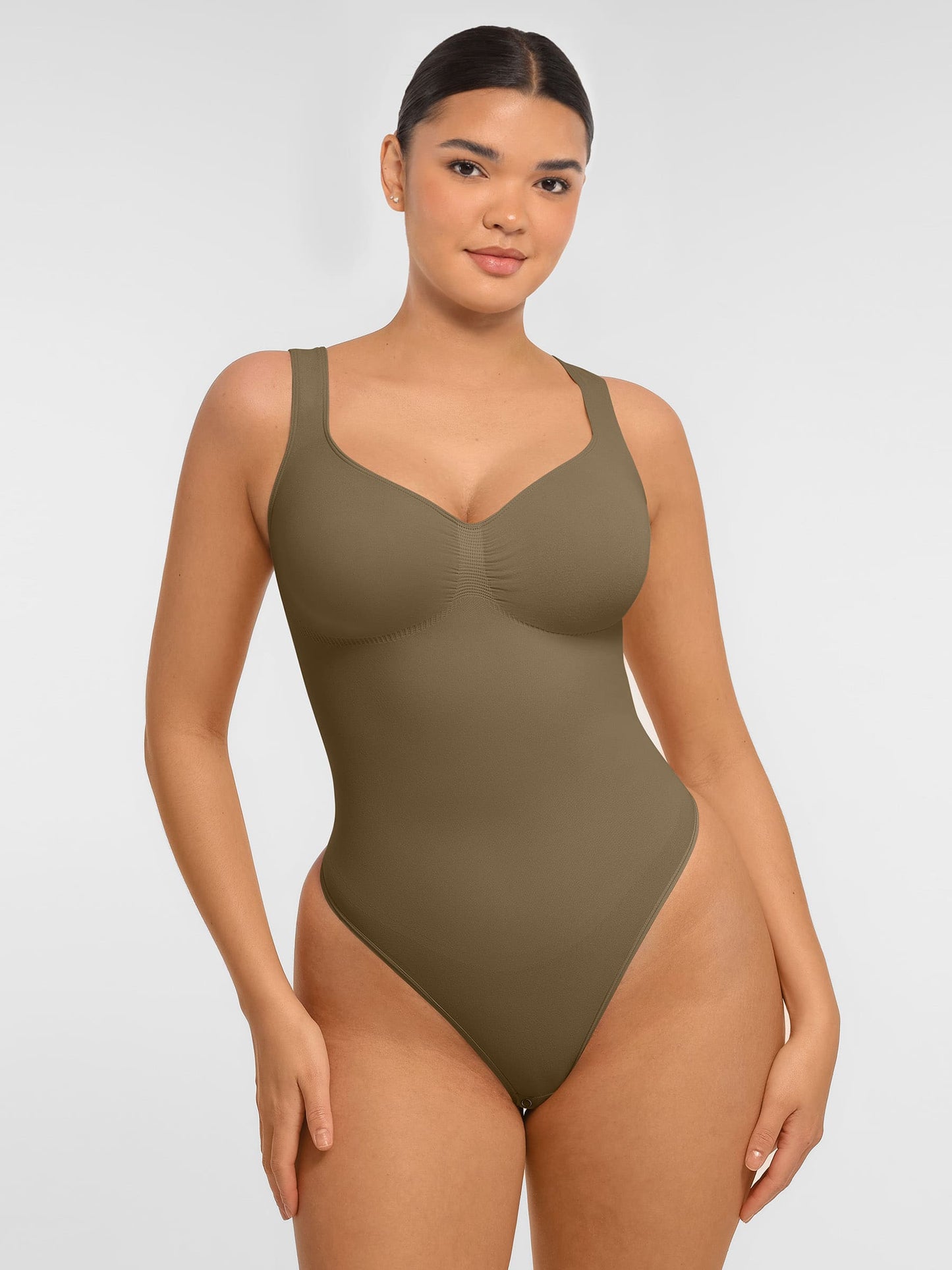 Willluxe Tummy Control Seamless Wide Strap Bodysuit