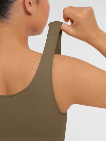 Willluxe Tummy Control Seamless Wide Strap Bodysuit