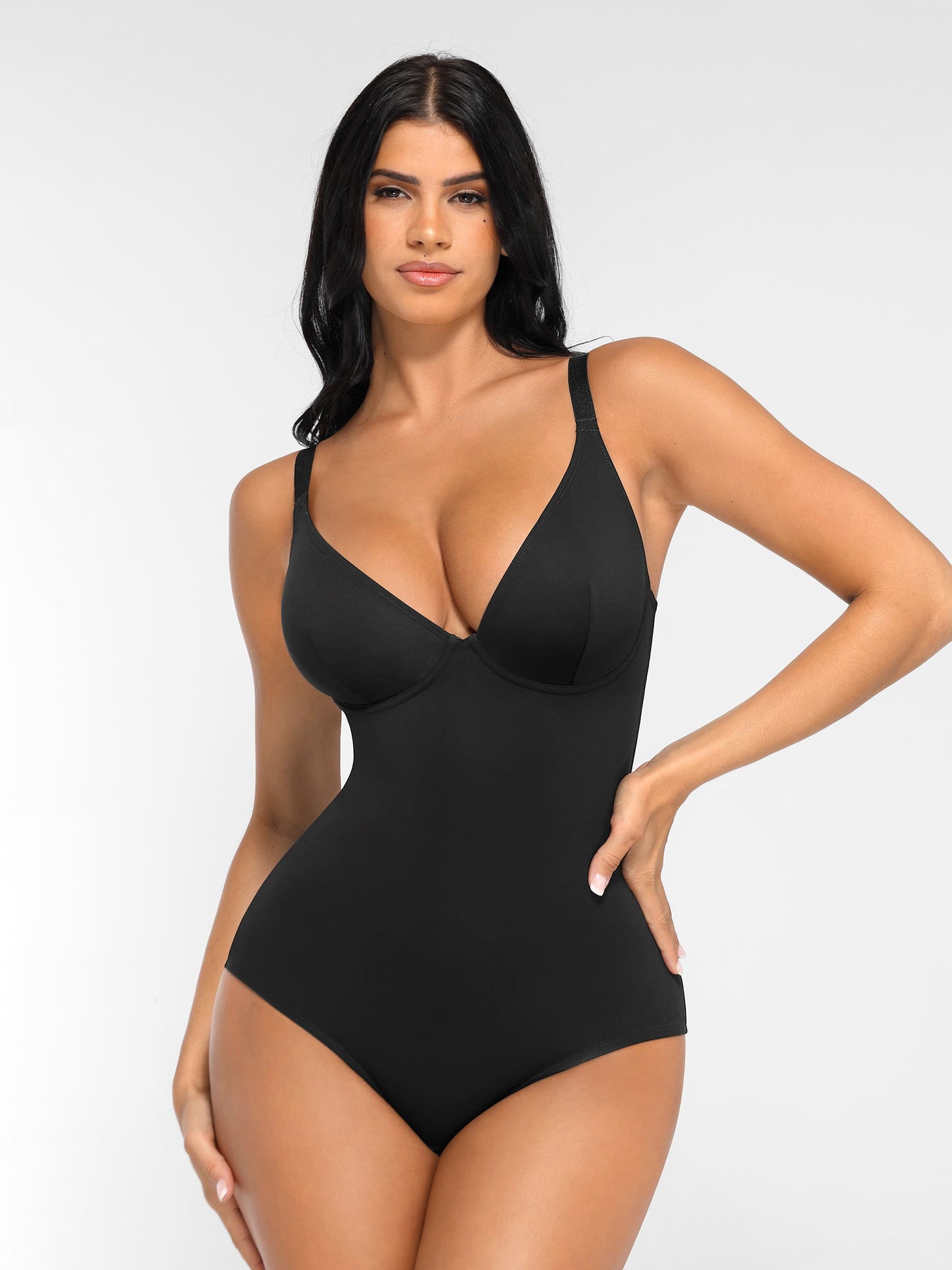 Willluxe V Neck Adjustable Straps Tummy Control  Bodysuit