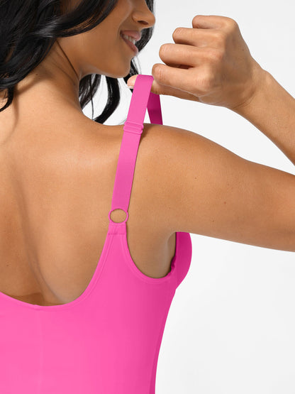 Willluxe V Neck Adjustable Straps Tummy Control  Bodysuit