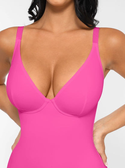 Willluxe V Neck Adjustable Straps Tummy Control  Bodysuit