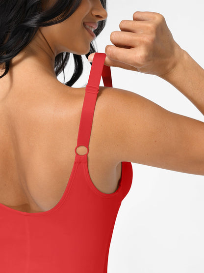 Willluxe V Neck Adjustable Straps Tummy Control  Bodysuit