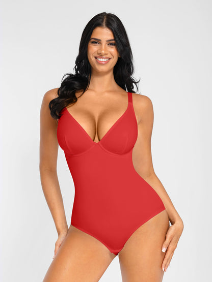 Willluxe V Neck Adjustable Straps Tummy Control  Bodysuit