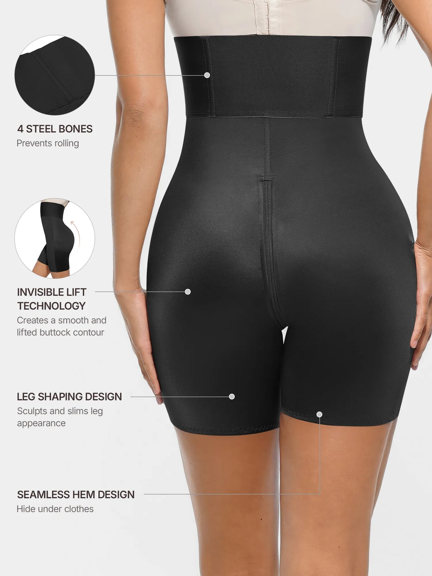 Willluxe Wide Waistband Tummy Control Butt Lifting Shaping Shorts