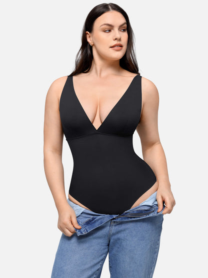 Willluxe Deep V-Neck Tank Seamless Smoothing Bodysuit