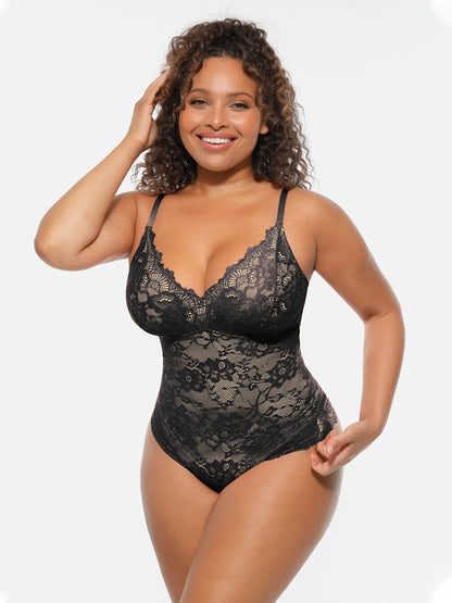 Willluxe Lace V-Neck Full Body Underwear Bodysuit