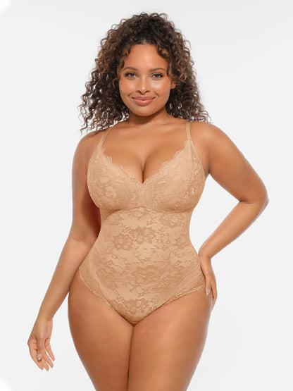 Willluxe Lace V-Neck Full Body Underwear Bodysuit