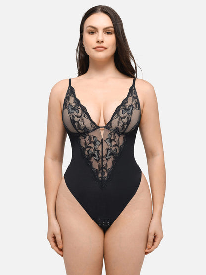 Willluxe Sculpting Lace Shapewear Thong Bodysuit