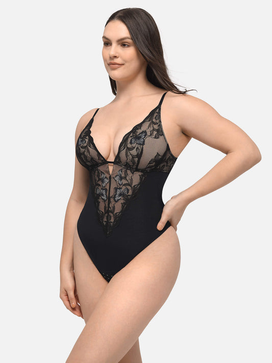 Willluxe Sculpting Lace Shapewear Thong Bodysuit