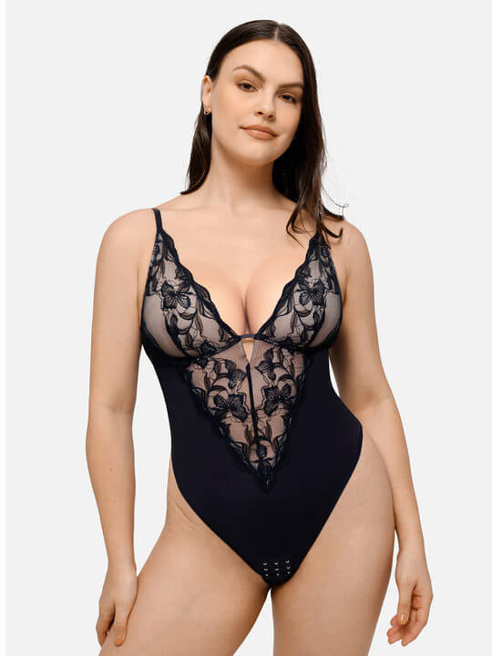 Willluxe Lace Shapewear Thong Shaping Bodysuit
