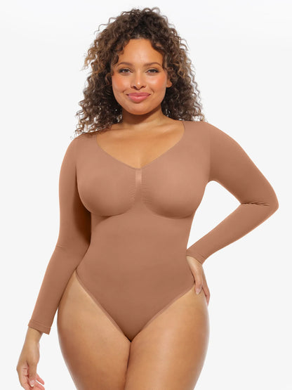 Willluxe Seamless Supportive Long Sleeve Tummy Control Bodysuit
