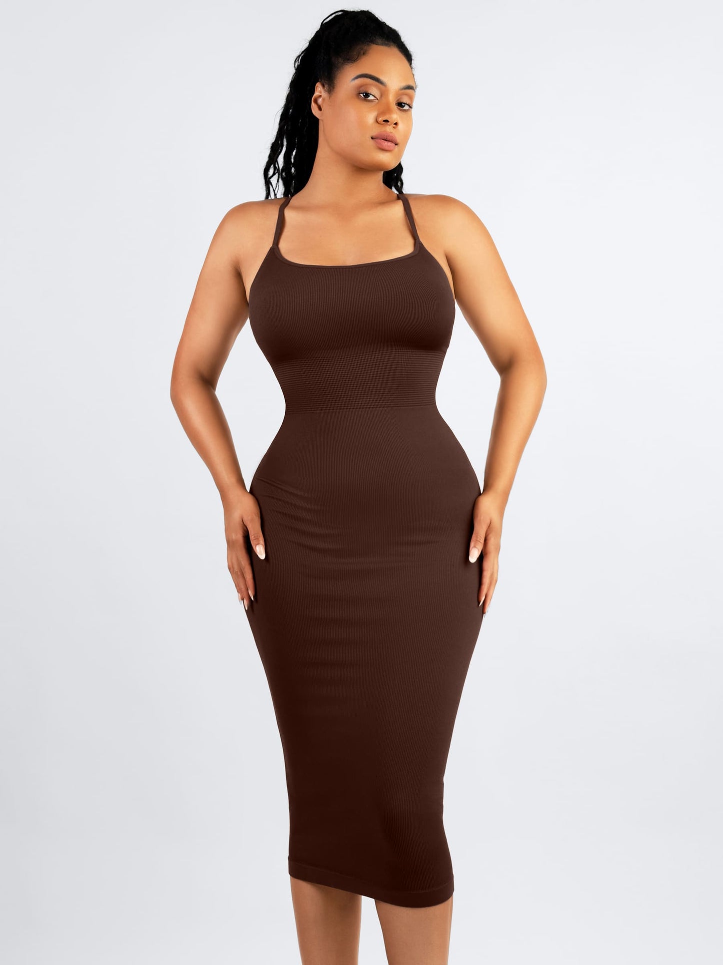 Willluxe Seamless Shaping Slip Dress with Built-In Bra and Adjustable Straps