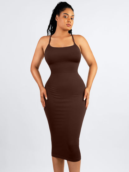Willluxe Seamless Shaping Slip Dress with Built-In Bra and Adjustable Straps