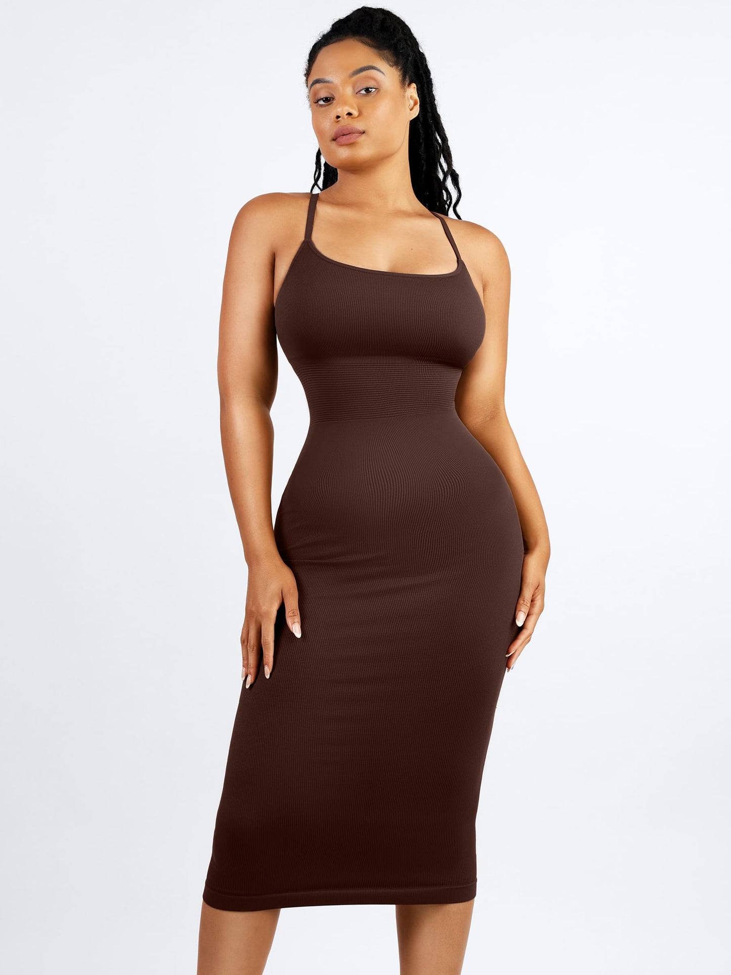 Willluxe Seamless Shaping Slip Dress with Built-In Bra and Adjustable Straps