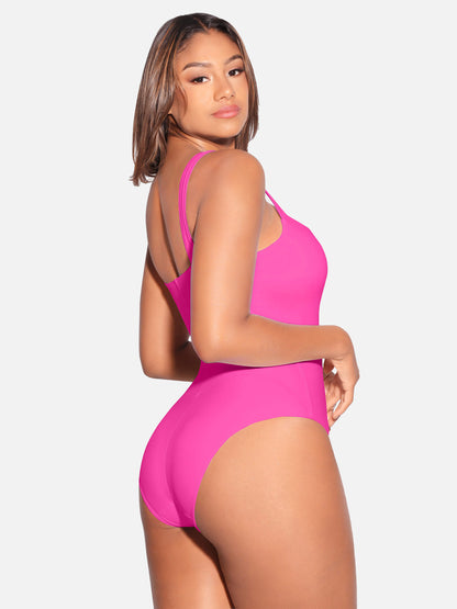 Willluxe Square Collar Elastic Outerwear Shape Bodysuit