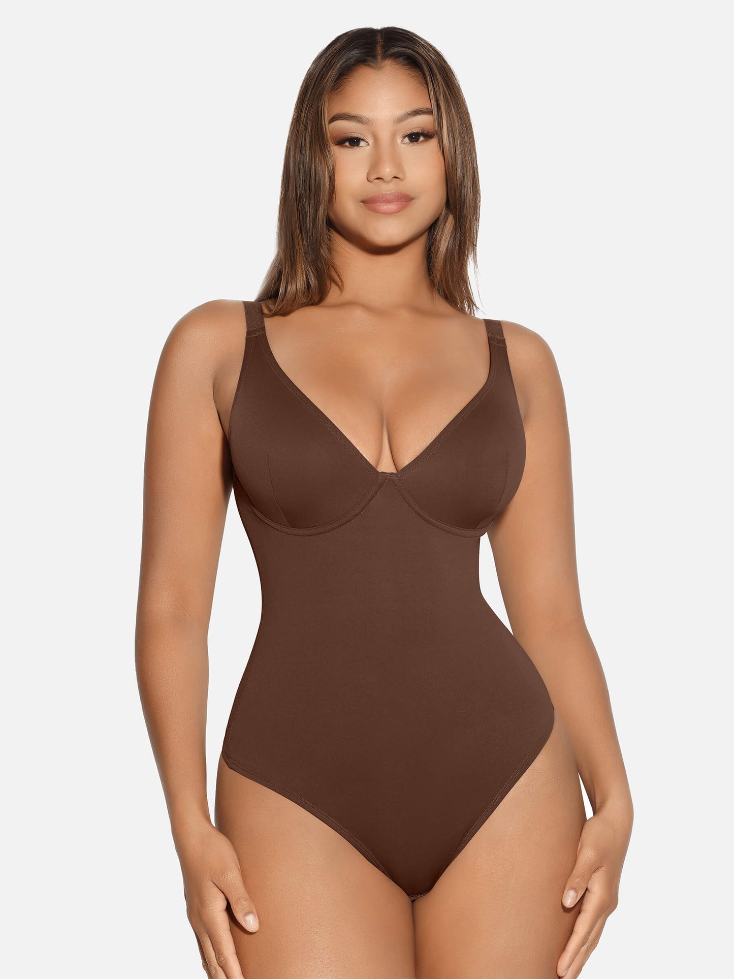 Willluxe V Neck Tummy Control Shaping Bodysuit