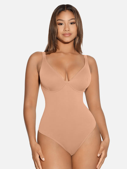 Willluxe V Neck Tummy Control Shaping Bodysuit