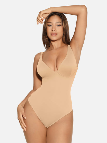 Willluxe V Neck Tummy Control Shaping Bodysuit