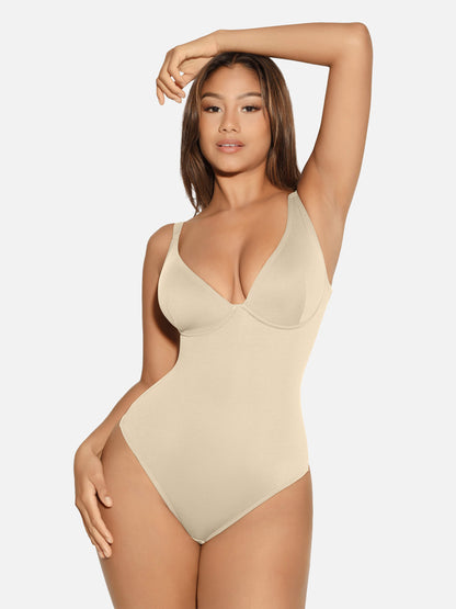 Willluxe V Neck Tummy Control Shaping Bodysuit