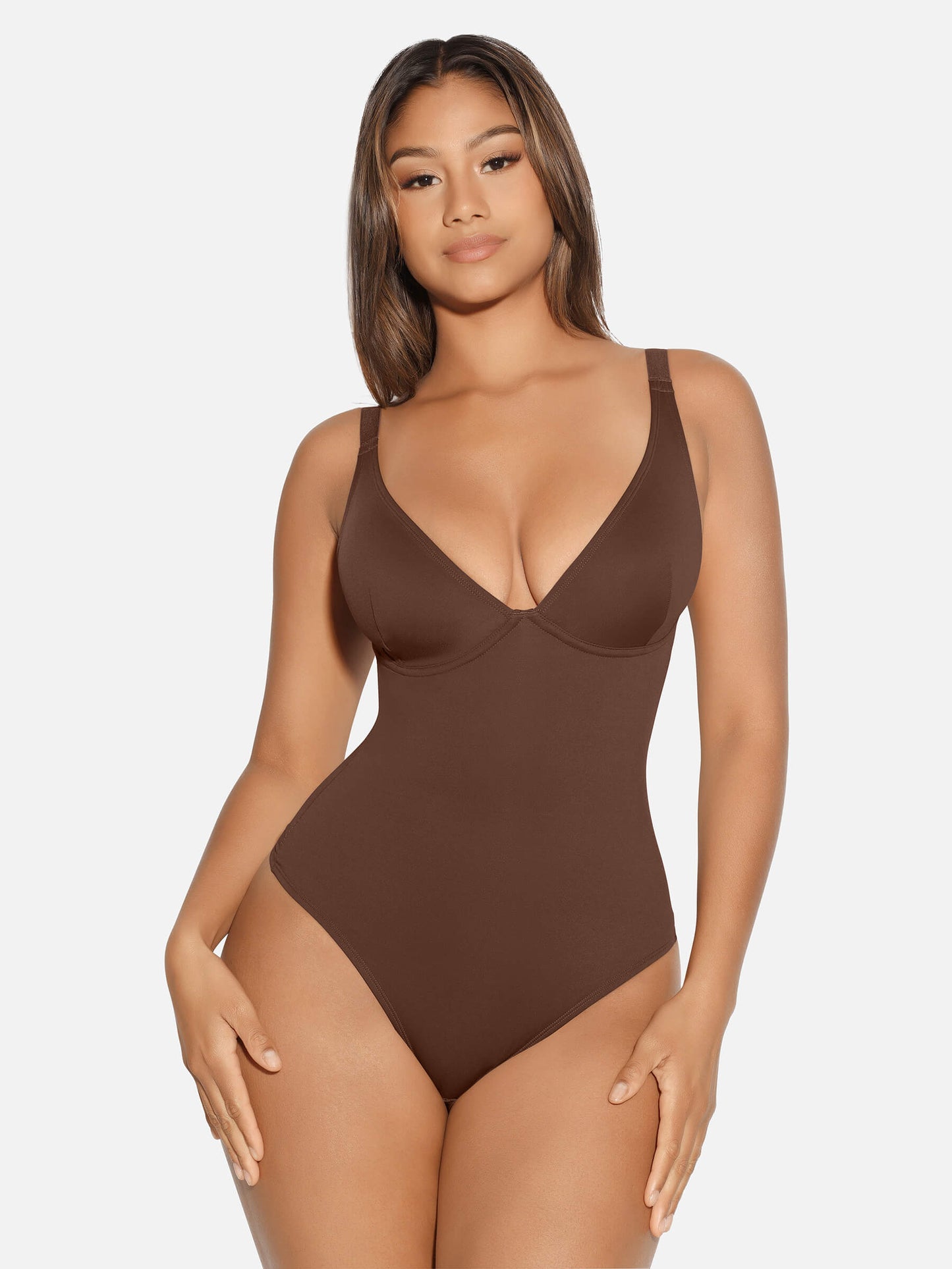 Willluxe V Neck Tummy Control Shaping Bodysuit