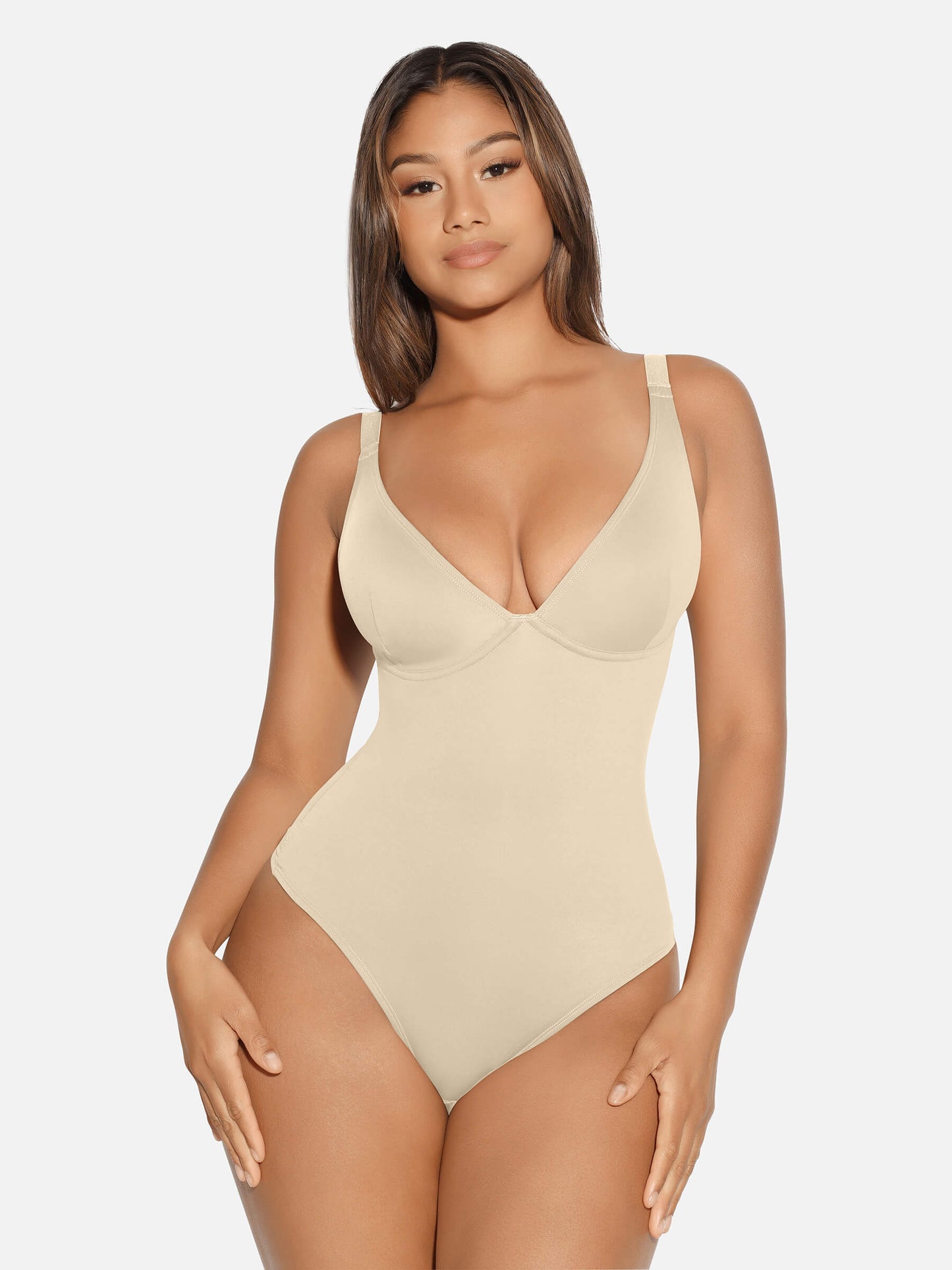 Willluxe V Neck Tummy Control Shaping Bodysuit
