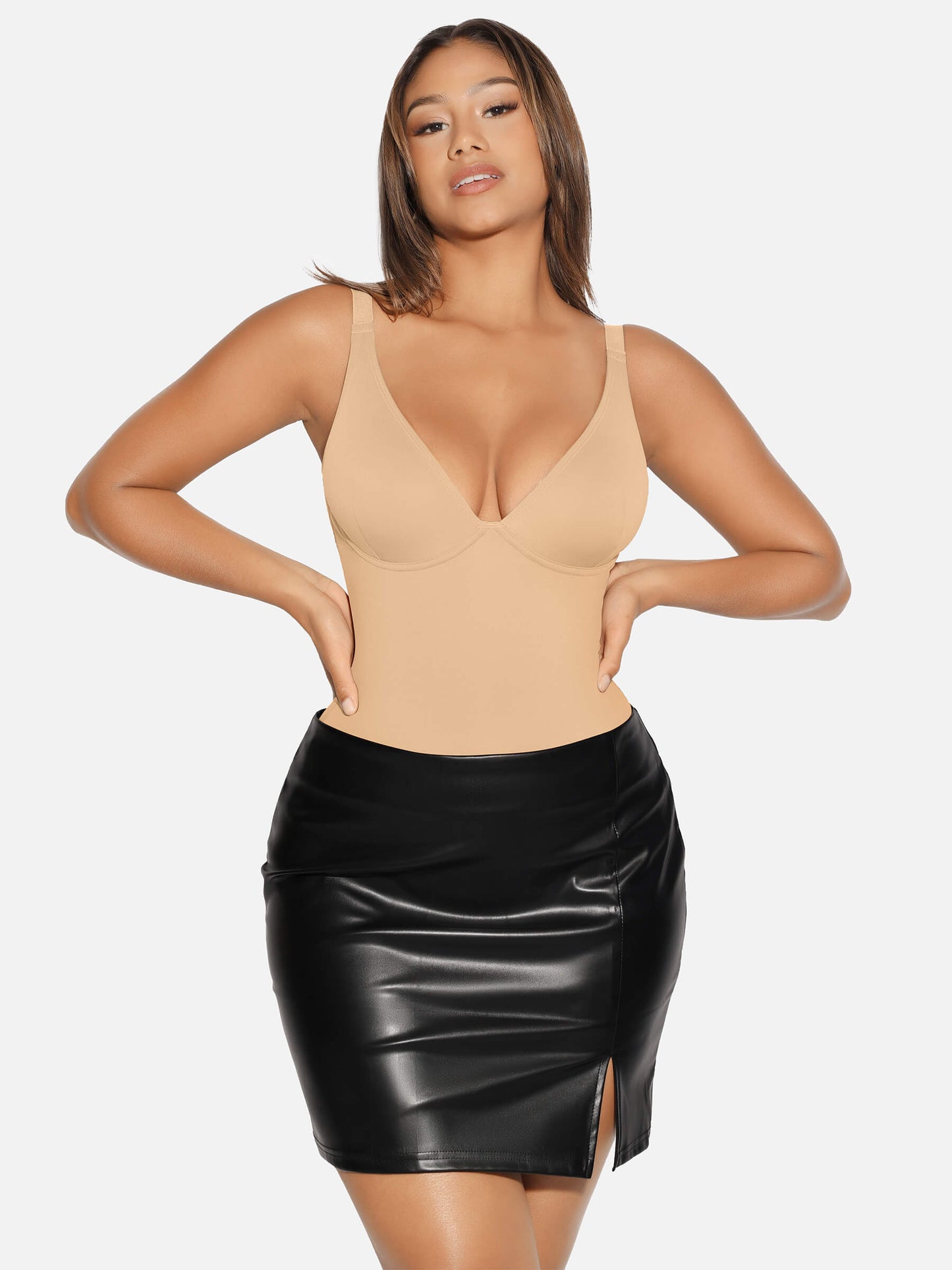 Willluxe V Neck Tummy Control Shaping Bodysuit