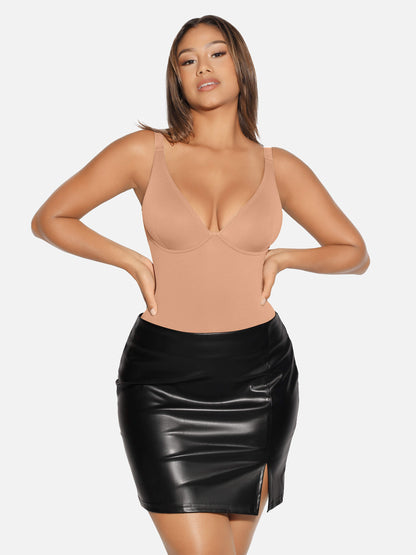 Willluxe V Neck Tummy Control Shaping Bodysuit