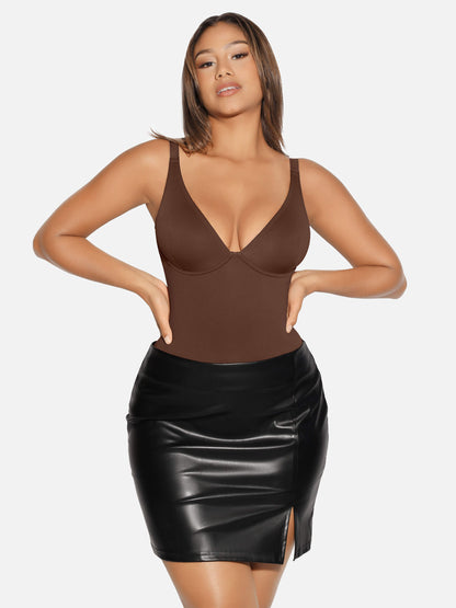 Willluxe V Neck Tummy Control Shaping Bodysuit