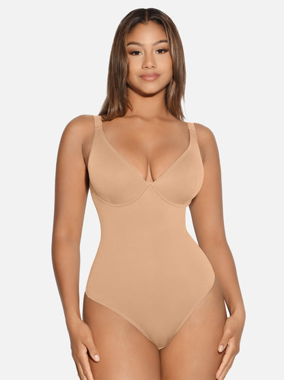 Willluxe V Neck Tummy Control Shaping Bodysuit