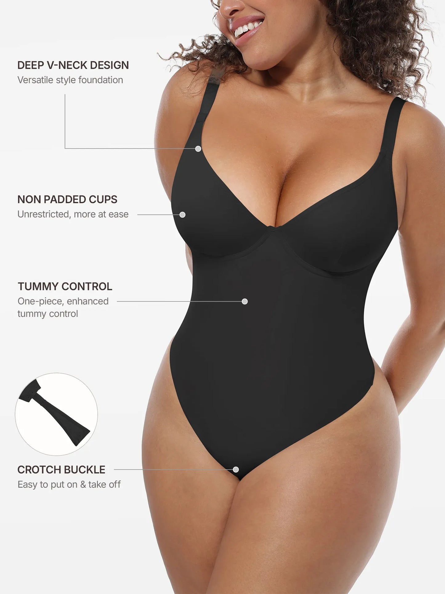 Willluxe Deep V-Neck Shapewear Bodysuit