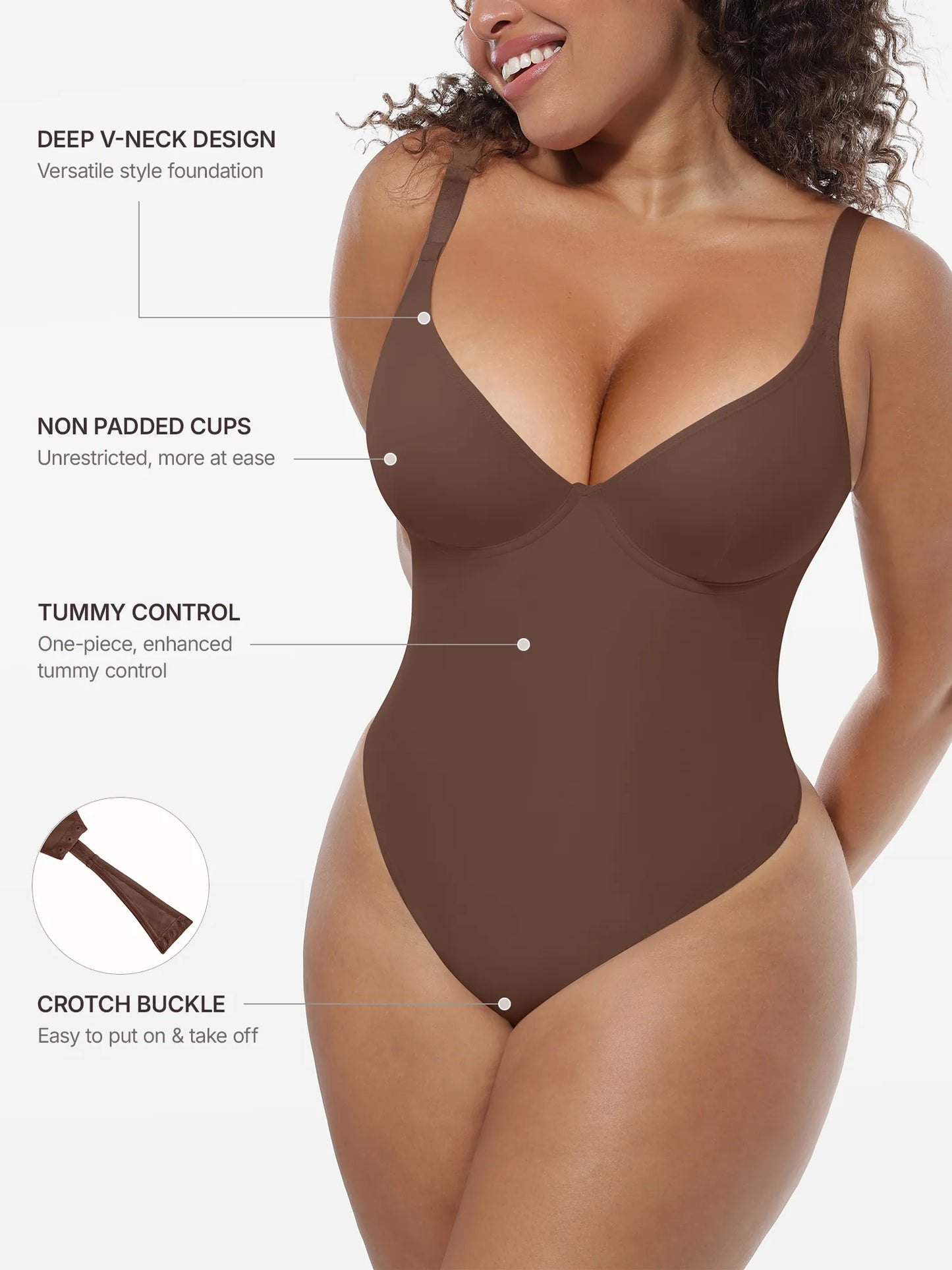 Willluxe Deep V-Neck Shapewear Bodysuit