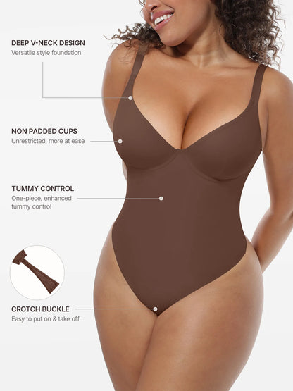 Willluxe Deep V-Neck Shapewear Bodysuit