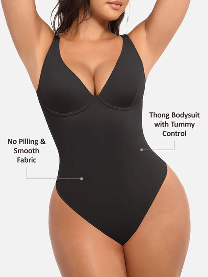 Willluxe V Neck Tummy Control Shaping Bodysuit