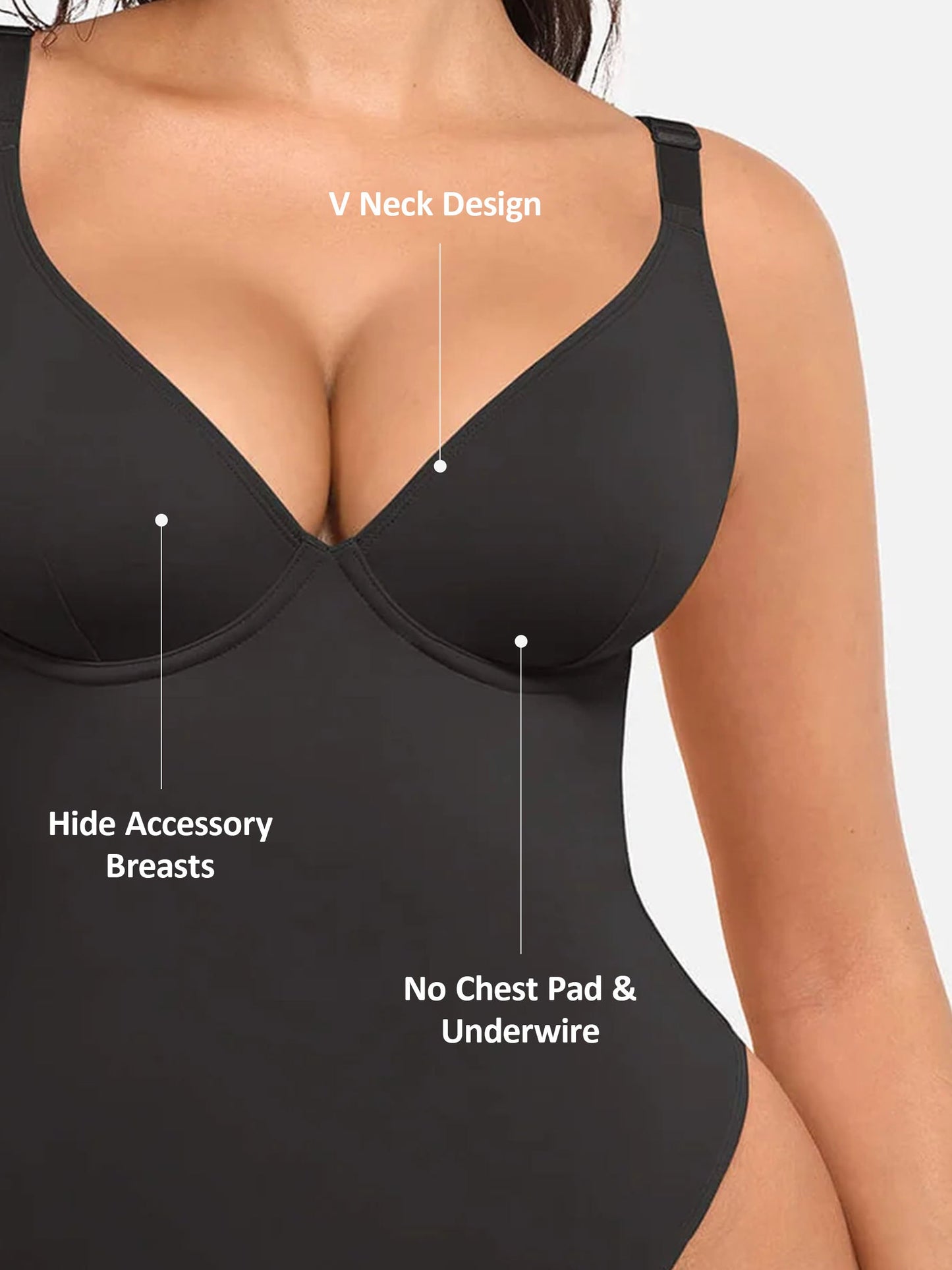 Willluxe Deep V Neck Tummy Control Shapewear Bodysuit