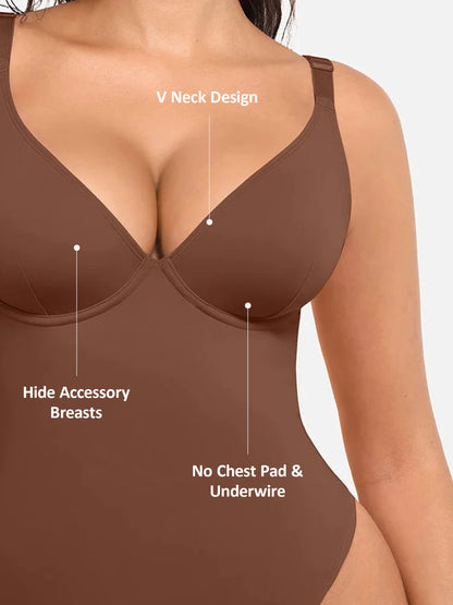 Willluxe V Neck Tummy Control Bodysuit