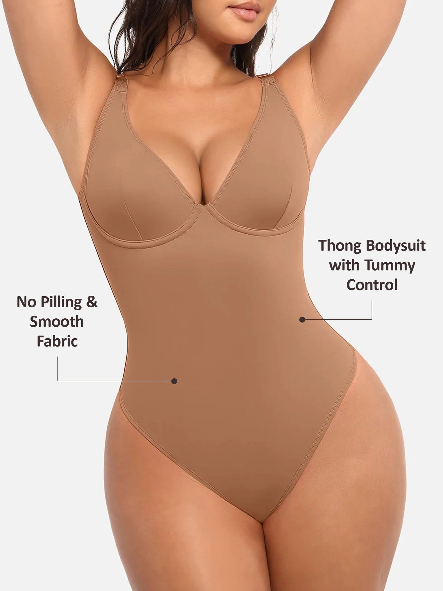 Willluxe V Neck Tummy Control Bodysuit