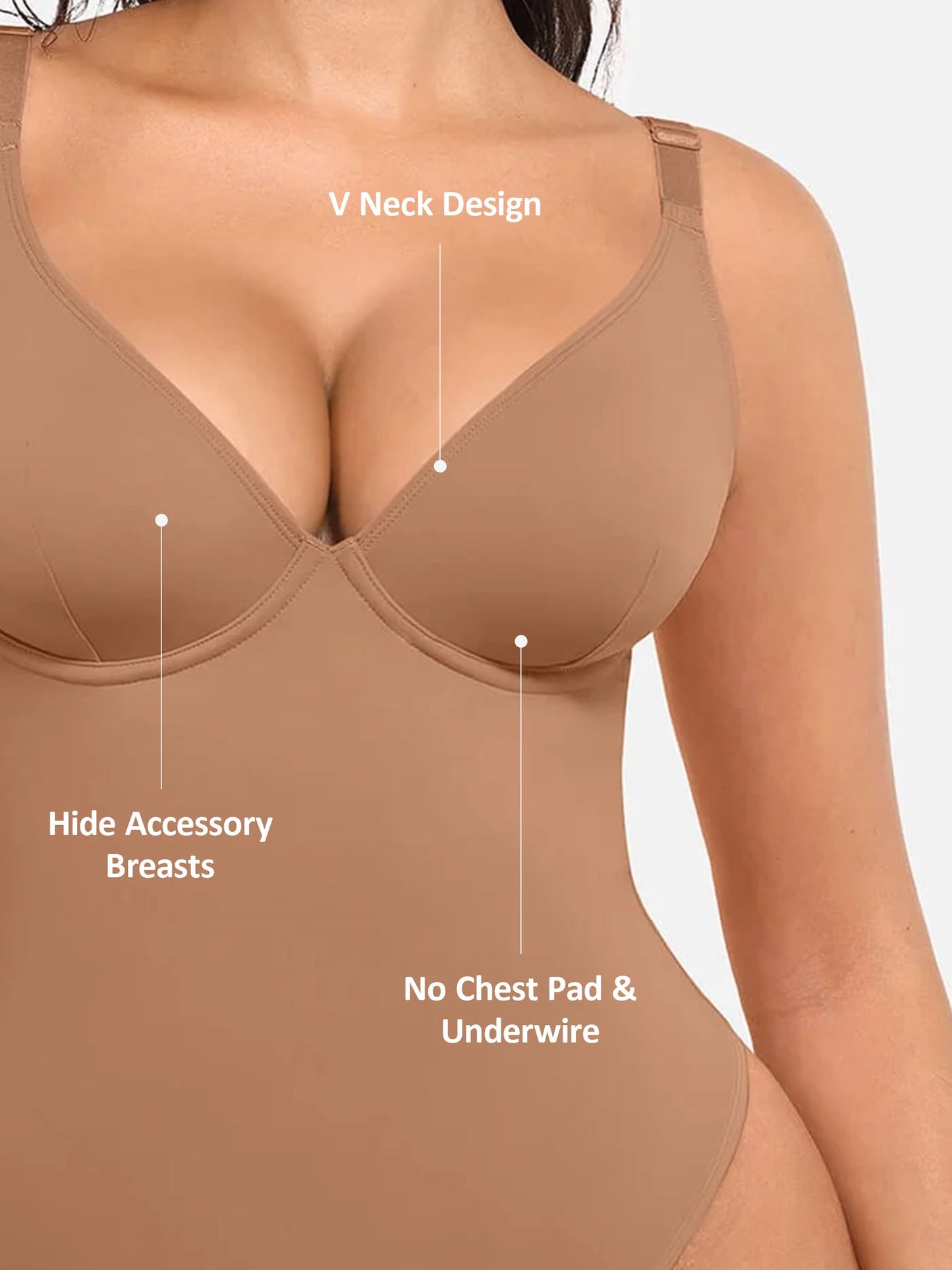 Willluxe Deep V Neck Tummy Control Shapewear Bodysuit