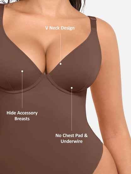 Willluxe V Neck Tummy Control Bodysuit