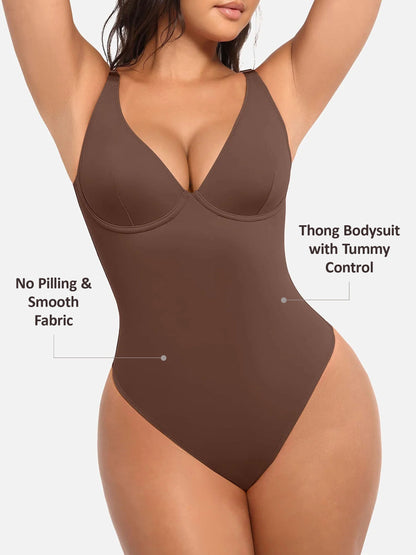 Willluxe V Neck Tummy Control Bodysuit