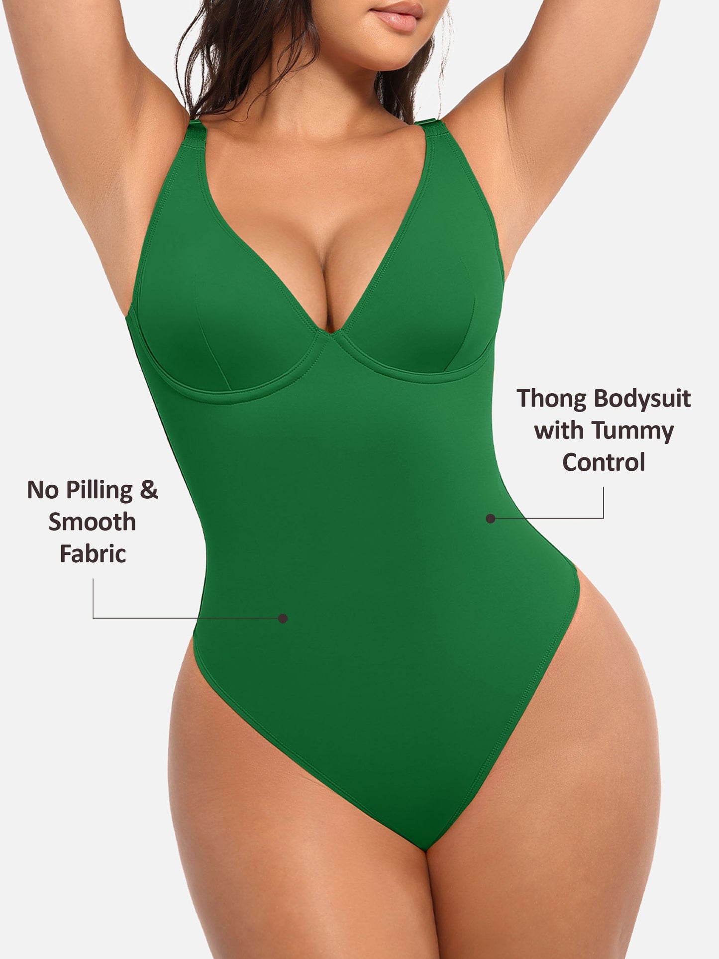 Willluxe Deep V Neck Tummy Control Shapewear Bodysuit