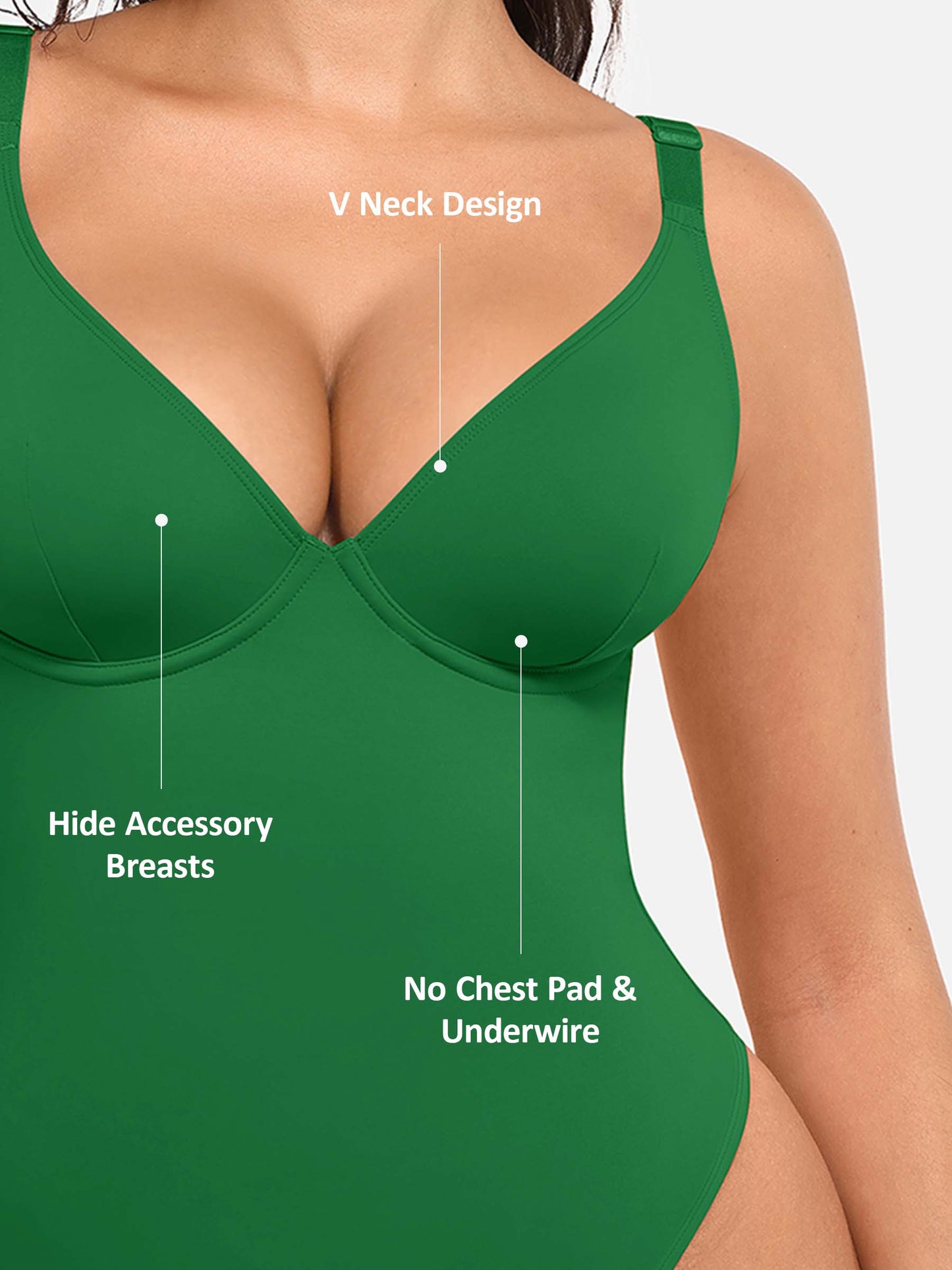 Willluxe Deep V Neck Tummy Control Shapewear Bodysuit