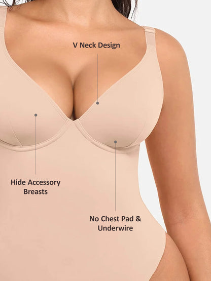 Willluxe V Neck Tummy Control Bodysuit
