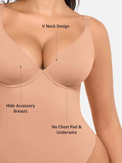 Willluxe V Neck Tummy Control Bodysuit