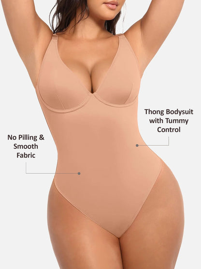 Willluxe V Neck Tummy Control Bodysuit