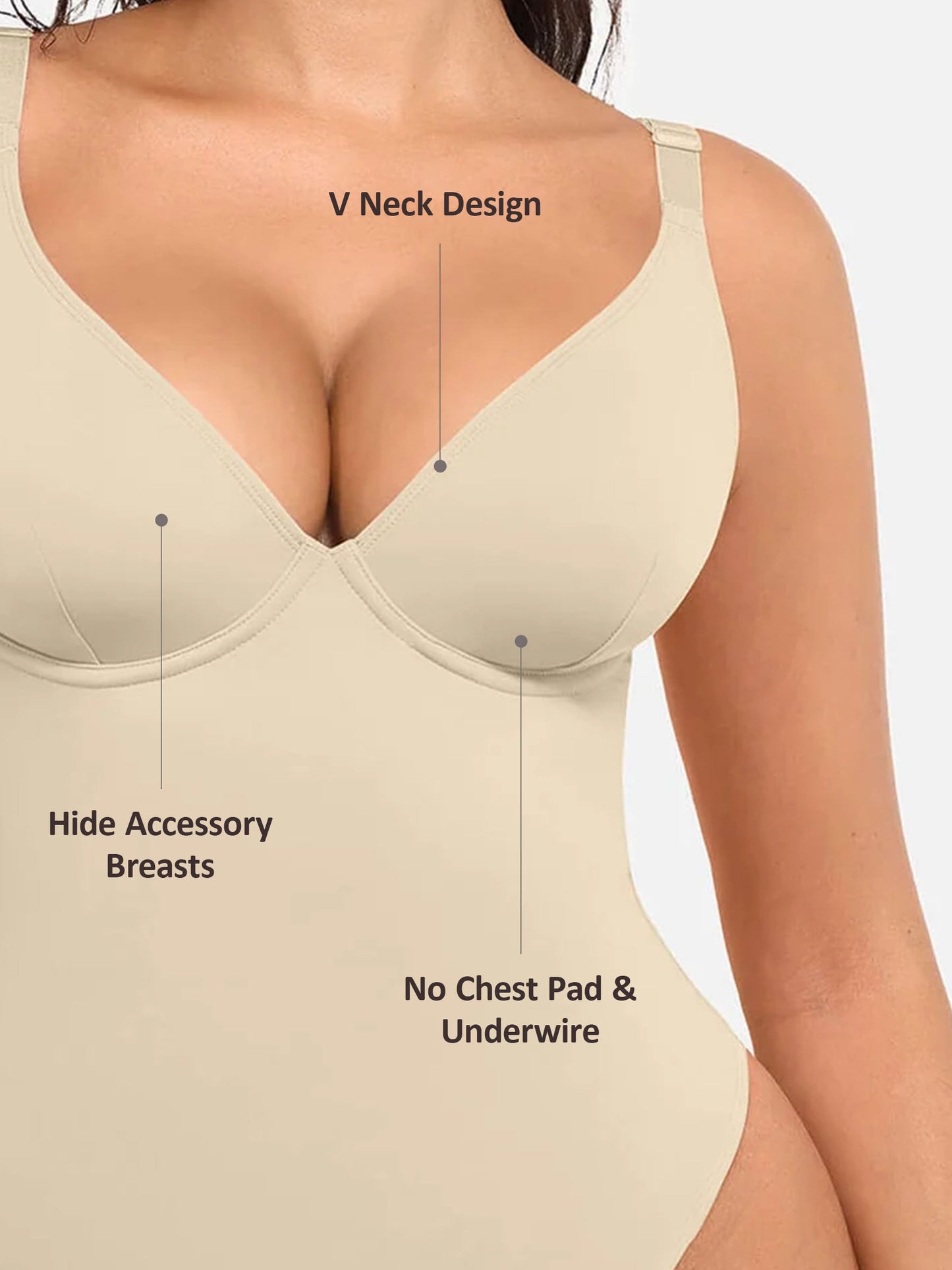 Willluxe V Neck Tummy Control Bodysuit