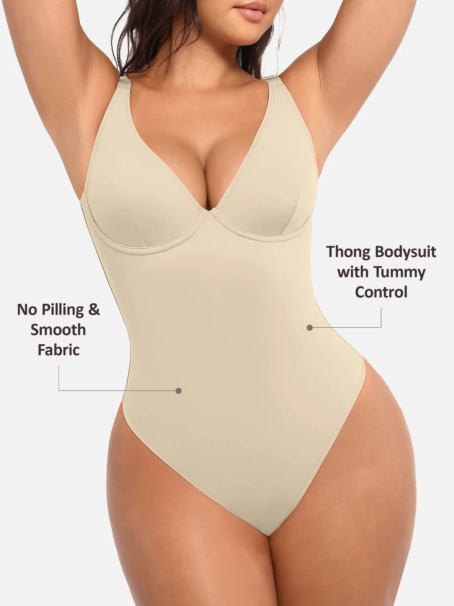 Willluxe V Neck Tummy Control Bodysuit