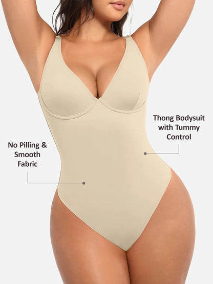 Willluxe V Neck Tummy Control Bodysuit