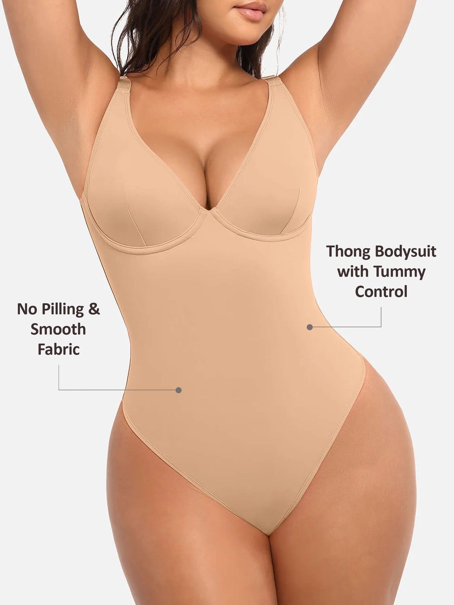 Willluxe V Neck Tummy Control Bodysuit