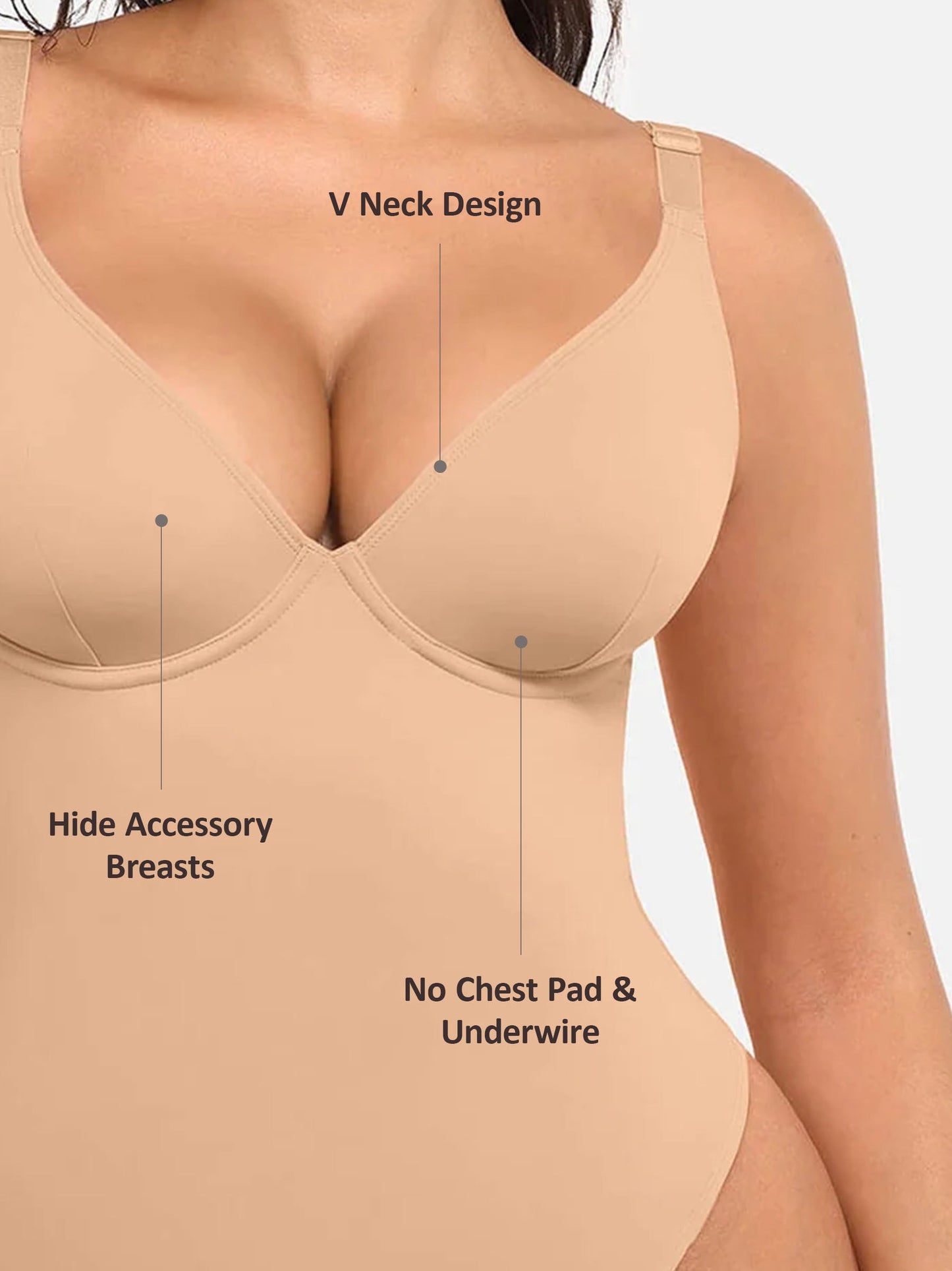 Willluxe V Neck Tummy Control Bodysuit